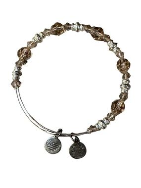 Alex and Ani Silver-Tone Bracelet with Champagne and Silver Beads